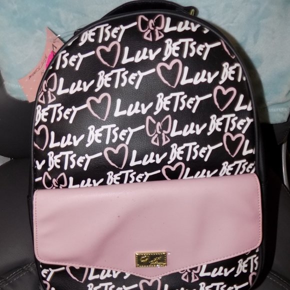 Betsey Johnson Luv Betsey Pink/Black Backpack NEW